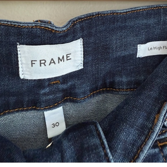 Frame Denim High Flare Double Waist Band Denim Jeans in Majesty Blue - Picture 8 of 9